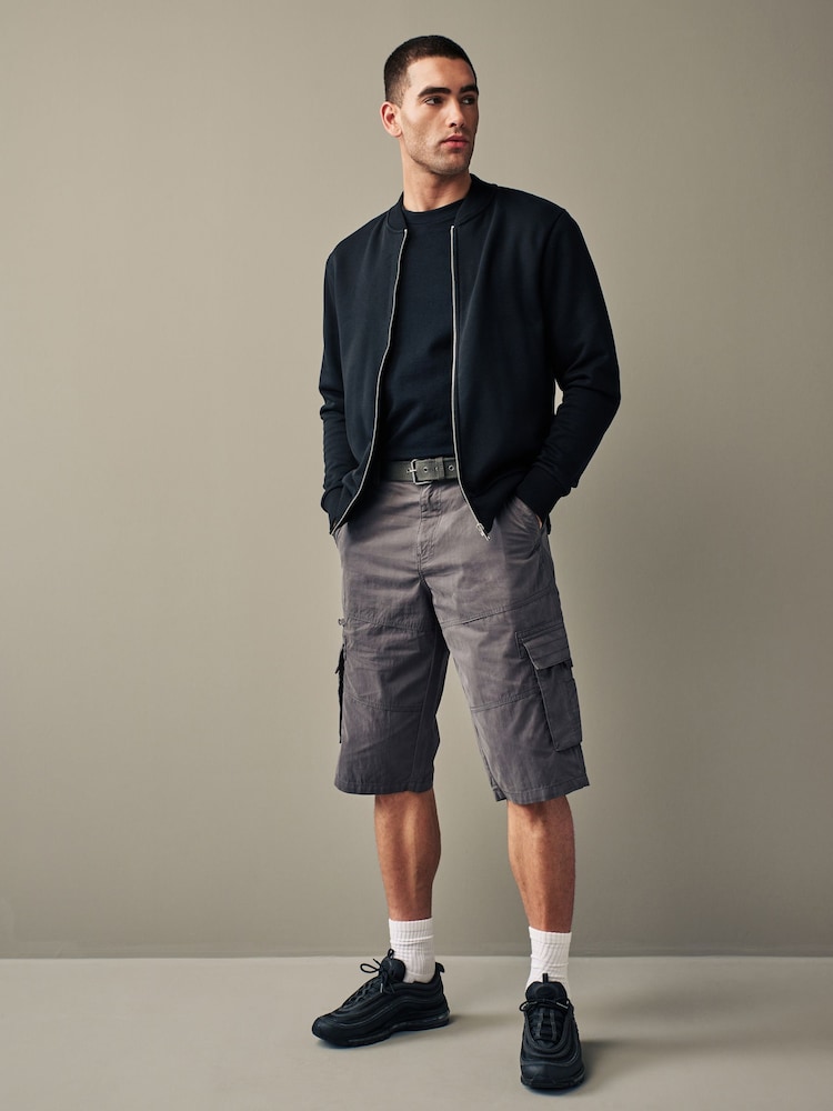 Grey Long Length Belted Cargo Shorts - Image 2 of 10