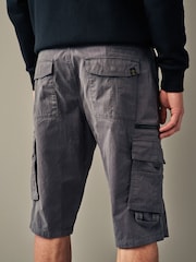 Grey Long Length Belted Cargo Shorts - Image 3 of 10