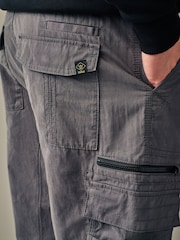 Grey Long Length Belted Cargo Shorts - Image 6 of 10