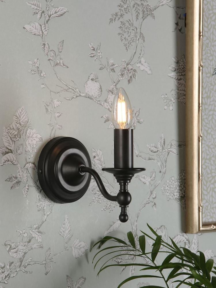 Laura Ashley Black Ludchurch Single Wall Light - Image 1 of 6