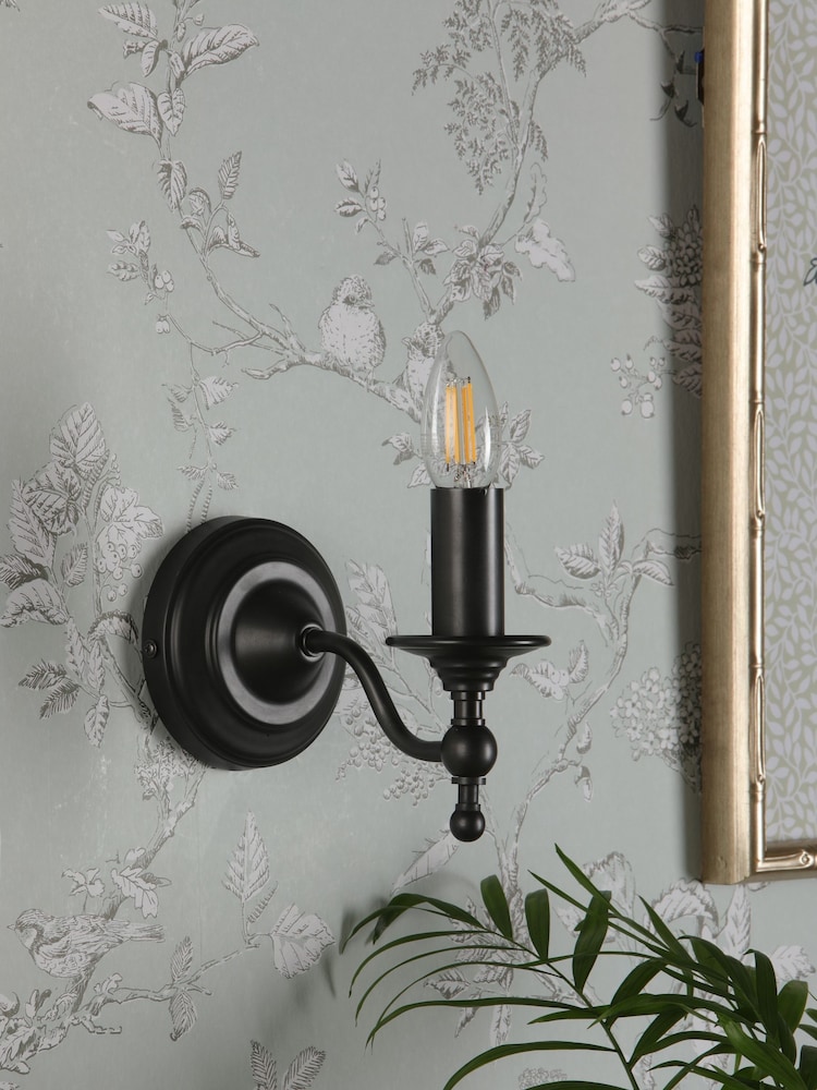 Laura Ashley Black Ludchurch Single Wall Light - Image 2 of 6