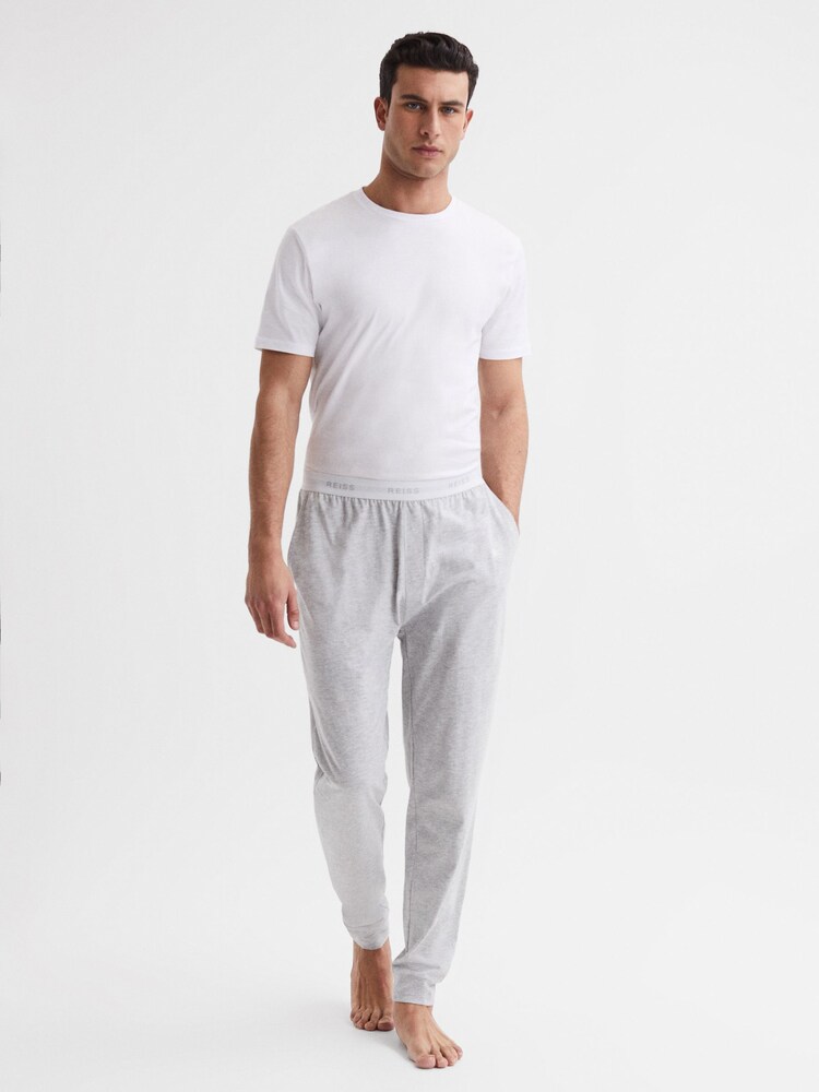 Reiss Grey Melange Cali Cotton-Blend Joggers - Image 3 of 6