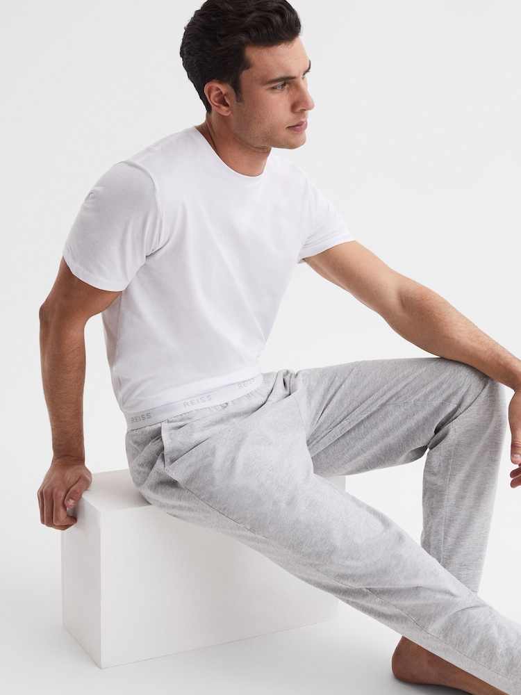Reiss Grey Melange Cali Cotton-Blend Joggers - Image 6 of 6