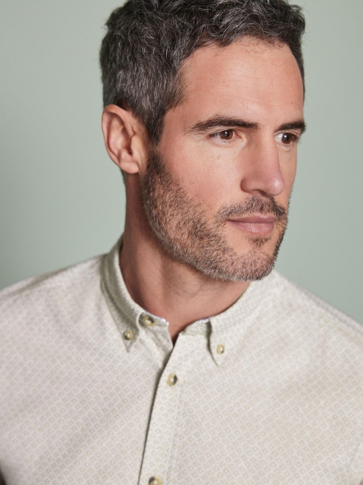 Stone Natural Textured Short Sleeve Shirt - Image 1 of 9