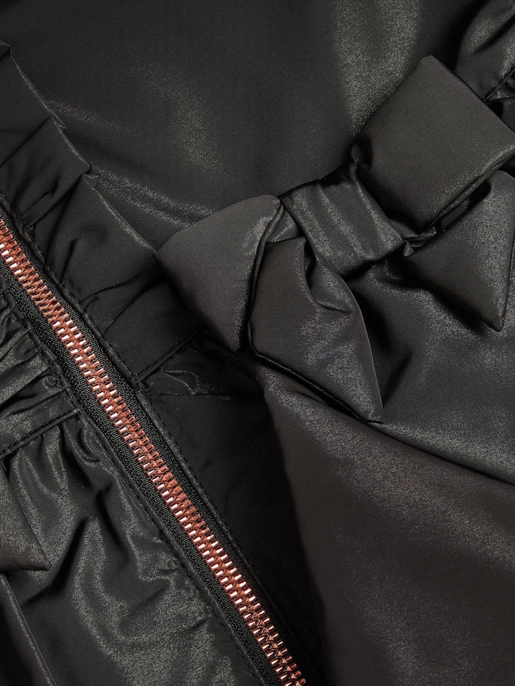 Monsoon Black Bow Ruffle Shower Resistant Jacket - Image 3 of 3 Monsoon Black Bow Ruffle Shower Resistant Jacket - Image 3 of 3