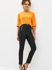 Black Elastic Back Skinny Zip Detail Trousers - Image 2 of 5