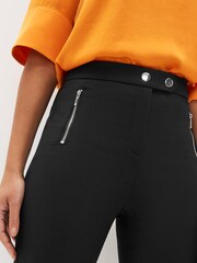 Black Elastic Back Skinny Zip Detail Trousers - Image 4 of 5