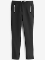 Black Elastic Back Skinny Zip Detail Trousers - Image 5 of 5