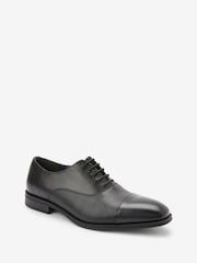 Black Leather Oxford Toe Cap Shoes - Image 2 of 4