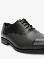 Black Leather Oxford Toe Cap Shoes - Image 4 of 4