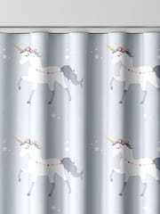 Blue Grey Kids Magical Unicorn Made To Measure 100% Cotton Curtains - Image 8 of 9