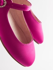 Hot Pink Satin (Stain Resistant) Standard Fit (F) Square Toe Mary Jane Occasion Shoes - Image 2 of 5