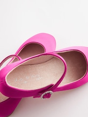 Hot Pink Satin (Stain Resistant) Standard Fit (F) Square Toe Mary Jane Occasion Shoes - Image 3 of 5