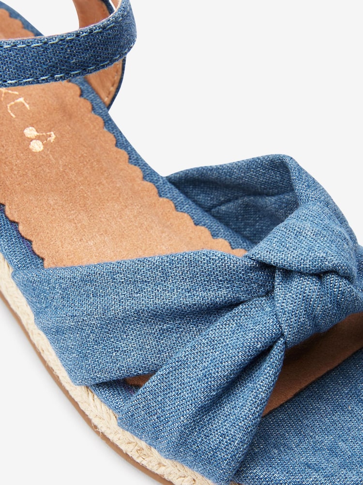 Denim Blue Wide Fit (G) Knot Detail Ankle Strap Wedge Sandals - Image 4 of 4 Denim Blue Wide Fit (G) Knot Detail Ankle Strap Wedge Sandals - Image 4 of 4