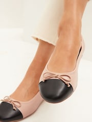 Nude Cream/Black Toe Cap Extra Wide Fit Forever Comfort® Ballerinas Shoes - Image 2 of 7
