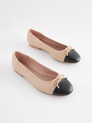 Nude Cream/Black Toe Cap Extra Wide Fit Forever Comfort® Ballerinas Shoes - Image 3 of 7