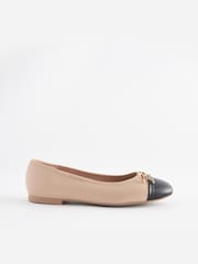 Nude Cream/Black Toe Cap Extra Wide Fit Forever Comfort® Ballerinas Shoes - Image 4 of 7