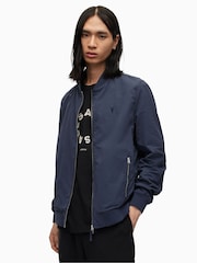 AllSaints Navy Blue Bassett Bomber Jacket - Image 1 of 5