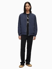 AllSaints Navy Blue Bassett Bomber Jacket - Image 3 of 5