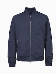 AllSaints Navy Blue Bassett Bomber Jacket - Image 5 of 5