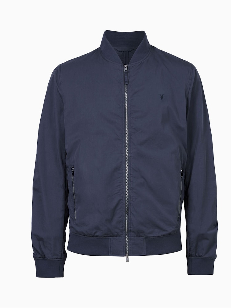 AllSaints Navy Blue Bassett Bomber Jacket - Image 5 of 5