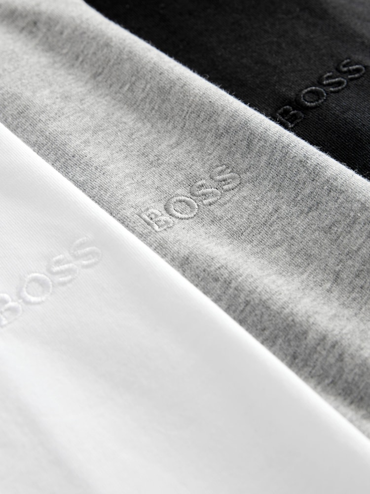 BOSS Black/White/Grey Classic 100% Cotton T-Shirts 3 Pack - Image 10 of 11