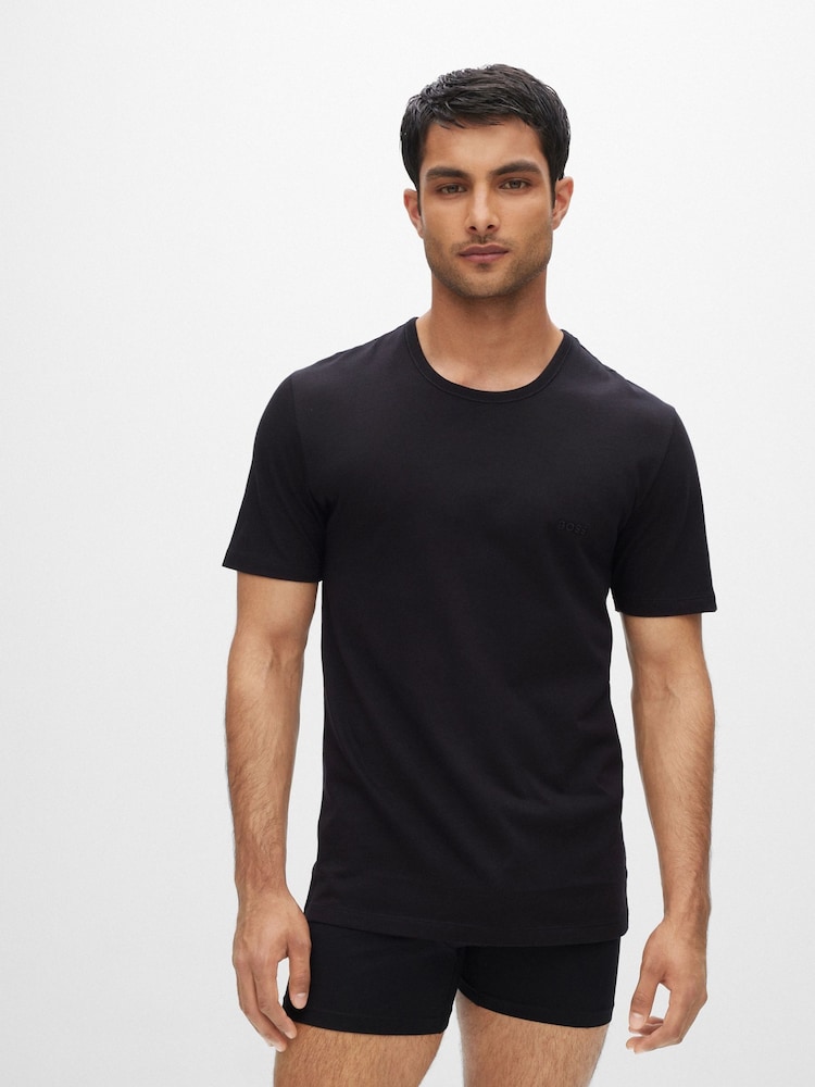 BOSS Black/White/Grey Classic 100% Cotton T-Shirts 3 Pack - Image 4 of 11