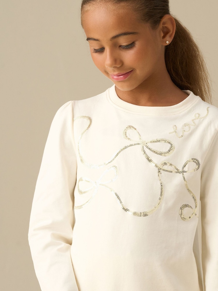 Angel & Rocket Cream Noelle Sequin Heart Top - Image 2 of 2