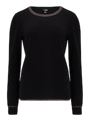 Pour Moi Black Rosie Colour Block Knit Jumper with Viscose - Image 4 of 5