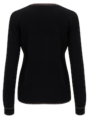 Pour Moi Black Rosie Colour Block Knit Jumper with Viscose - Image 5 of 5