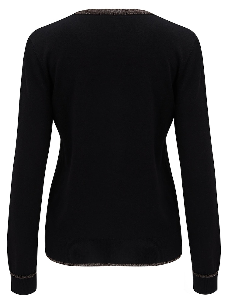 Pour Moi Black Rosie Colour Block Knit Jumper with Viscose - Image 5 of 5