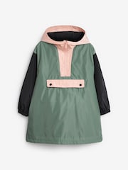 Pink Grün - Spritzwasserabweisende, faltbare Poncho-Regenjacke zum Überziehen (3 bis 16 Jahre) - Bild 4 von 5
