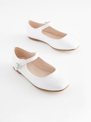 White Satin (Stain Resistant) Wide Fit (G) Square Toe Mary Jane Occasion Shoes - Image 1 of 5