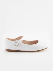 White Satin (Stain Resistant) Wide Fit (G) Square Toe Mary Jane Occasion Shoes - Image 2 of 5