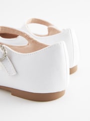 White Satin (Stain Resistant) Wide Fit (G) Square Toe Mary Jane Occasion Shoes - Image 3 of 5