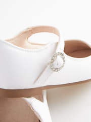 White Satin (Stain Resistant) Wide Fit (G) Square Toe Mary Jane Occasion Shoes - Image 4 of 5