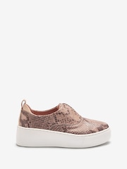 Snake Print Slip On Signature Forever Comfort® Leather Chunky Wedge Platform Trainers - Image 1 of 8