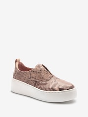 Snake Print Slip On Signature Forever Comfort® Leather Chunky Wedge Platform Trainers - Image 2 of 8