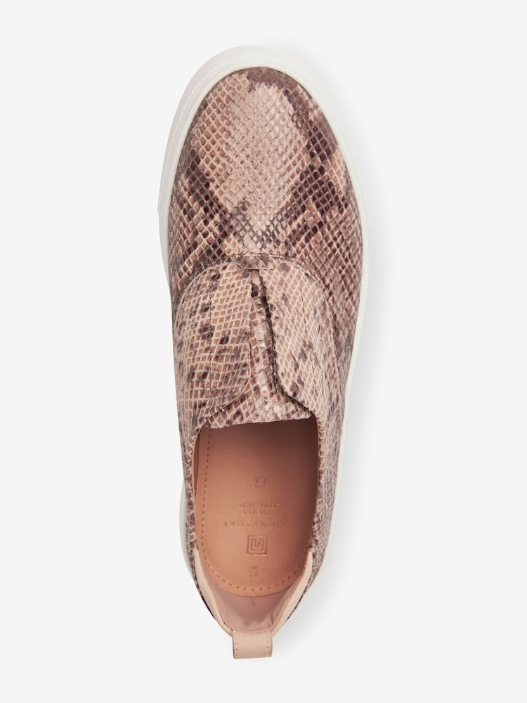 Snake Print Slip On Signature Forever Comfort® Leather Chunky Wedge Platform Trainers - Image 3 of 8