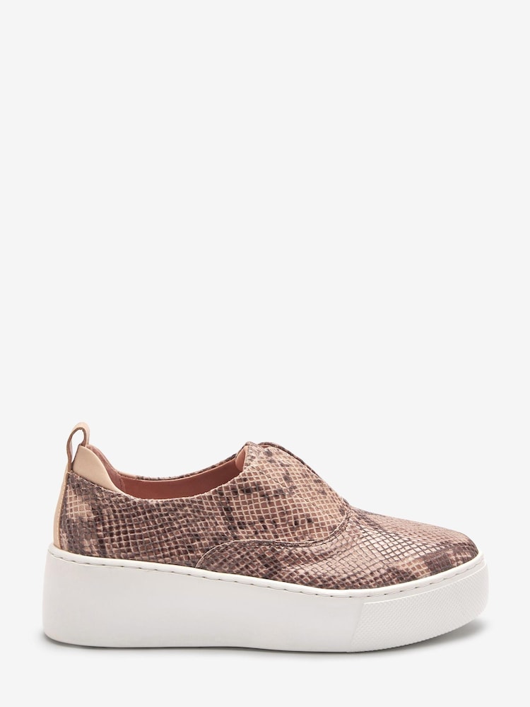 Snake Print Slip On Signature Forever Comfort® Leather Chunky Wedge Platform Trainers - Image 5 of 8
