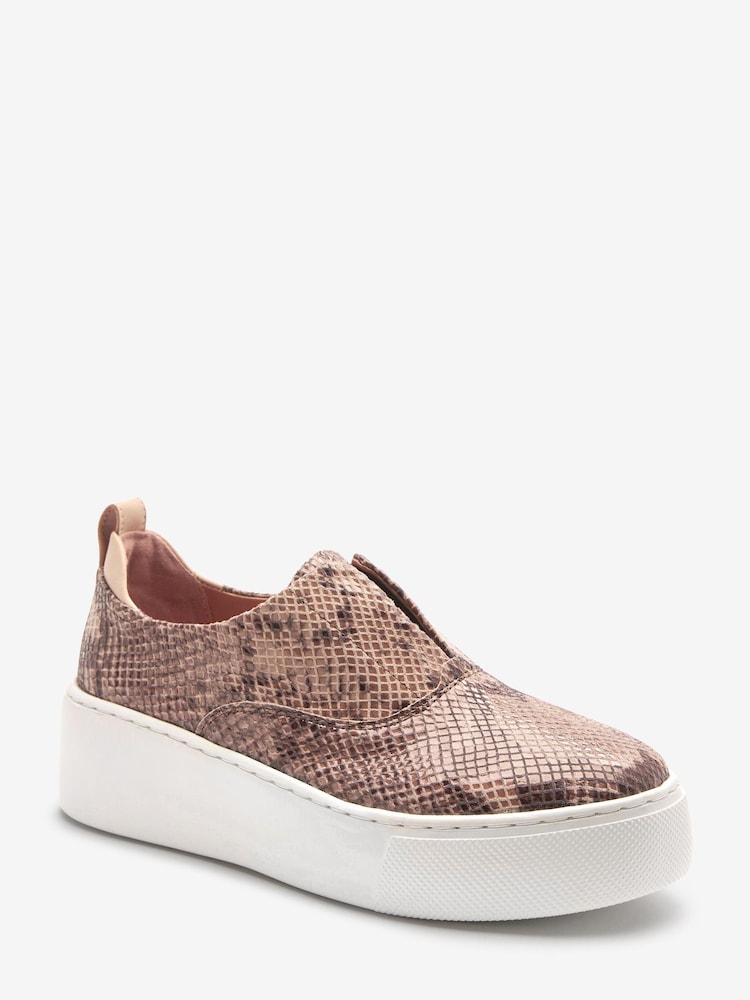 Snake Print Slip On Signature Forever Comfort® Leather Chunky Wedge Platform Trainers - Image 6 of 8