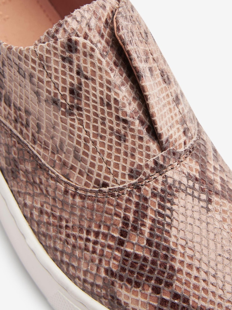 Snake Print Slip On Signature Forever Comfort® Leather Chunky Wedge Platform Trainers - Image 8 of 8