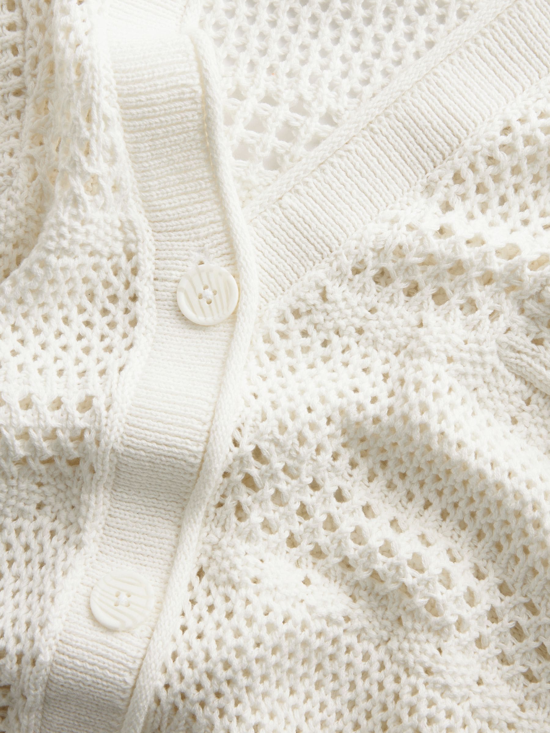 ZARA NEW WOMAN KNIT CARDIGAN Elbow LENGTH SLEEVES Ecru White