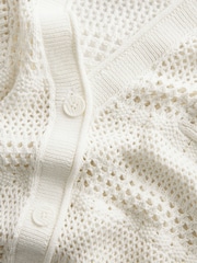 Ecru Cream 100% Cotton Stitch Detail Cardigan - Image 6 of 6