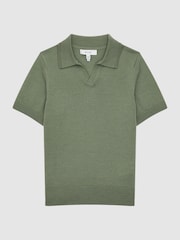 Reiss Rosemary Duchie Merino Wool Open Collar Polo Shirt - Image 2 of 6