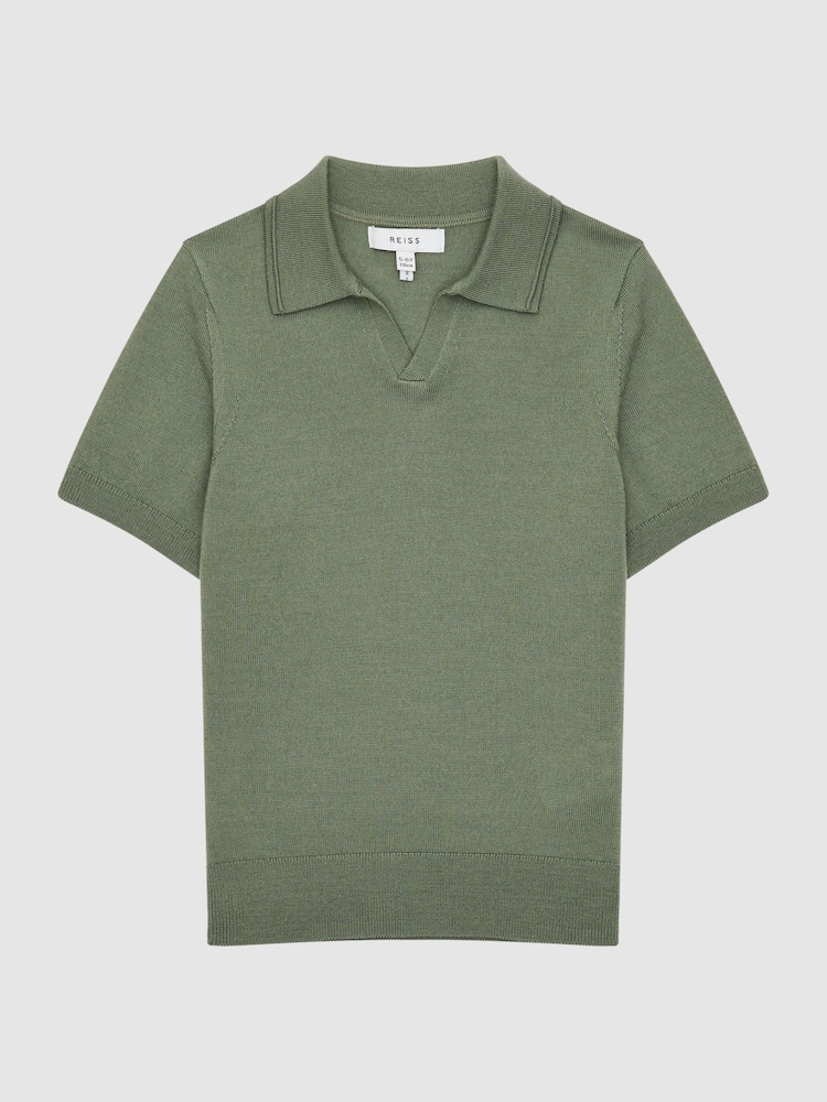 Reiss Rosemary Duchie Merino Wool Open Collar Polo Shirt - Image 2 of 6
