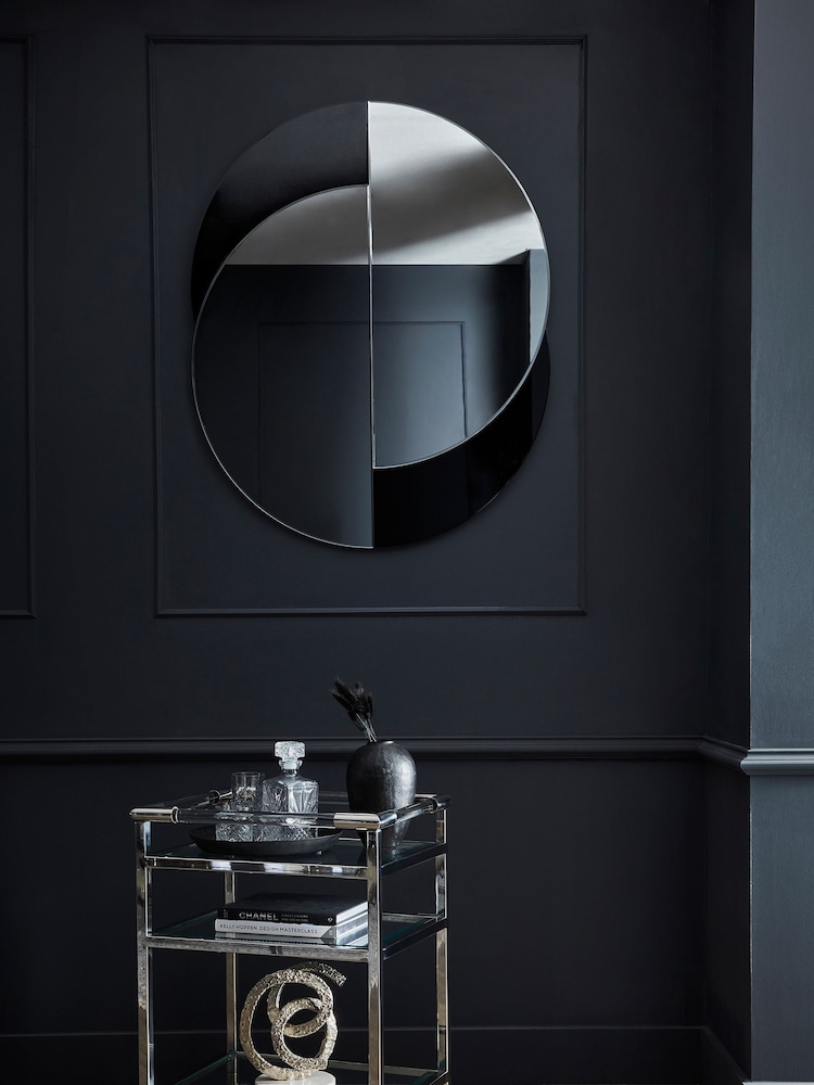 Libra Interiors Clear Eclipse Round Wall Mirror With Contrast Panel - Image 1 of 3