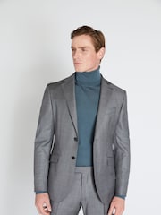 MOSS x Reda Grey Slim Fit Sharkskin Suit Jacket - Image 1 of 6