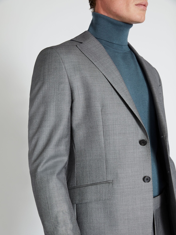 MOSS x Reda Grey Slim Fit Sharkskin Suit Jacket - Image 6 of 6