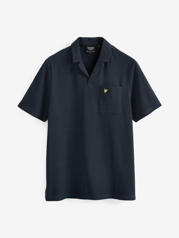 Lyle & Scott Navy Blue 100% Cotton Cuban Collar Polo Shirt - Image 1 of 1
